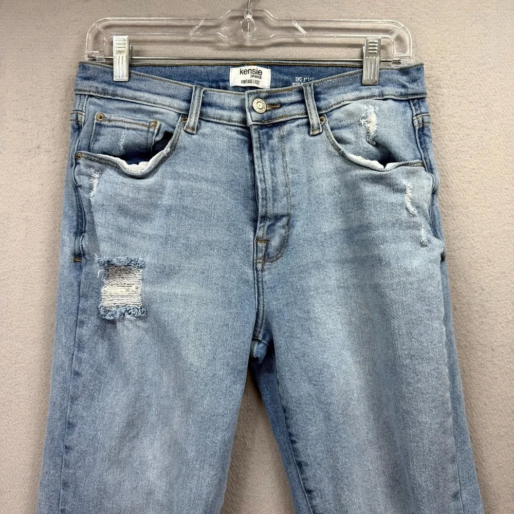 Kensie Jeans Women 8/29 Blue Pants Distress Vintage Luxe The Ella High Rise Slim